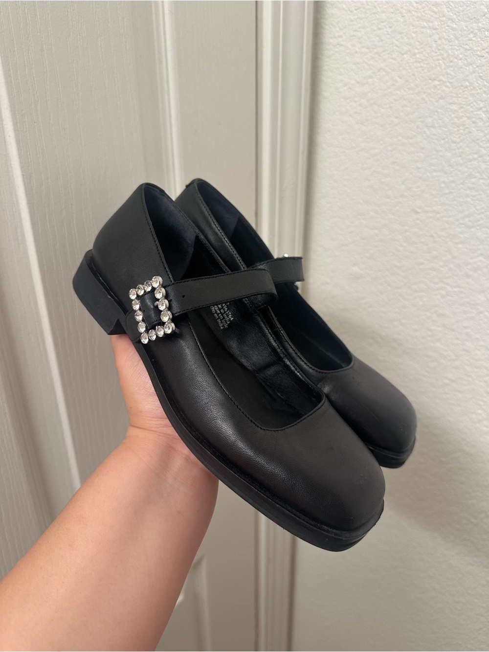 Free People Black Mary Jane Flats with Crystal Buckle Accent - Picture 4 of 8